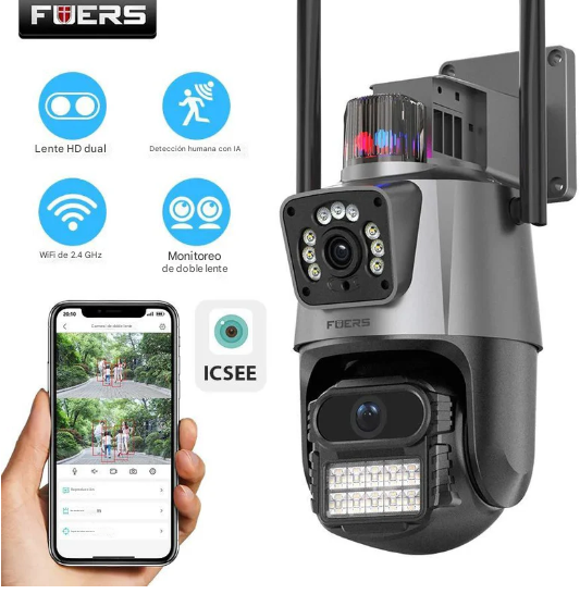¡Descuento disponible solo para las próximas 7 compras! Cámara Doble Lente con Sirena ICSEE