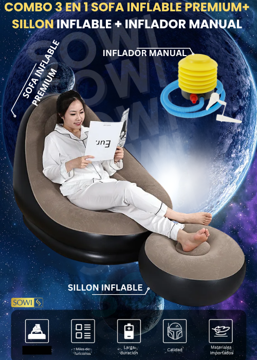 ¡ESTA OPORTUNIDAD ACABA EN SOLO 5 COMPRAS MÁS! COMBO 3 EN 1 SOFA INFLABLE PREMIUM