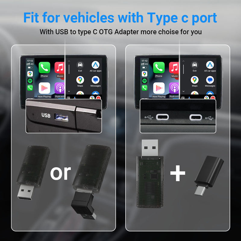 ⚡Upgrades⚡Mini Wireless CarPlay/Android Auto 2 in 1 Adapter
